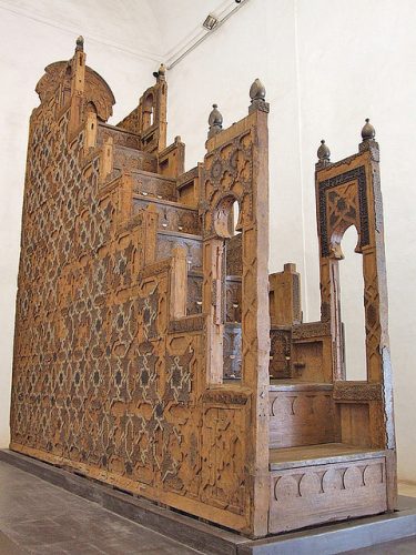 Islamic minbar constructed of sandalwood and African blackwood is now in the Koutoubia Mosque in Marrakesh.